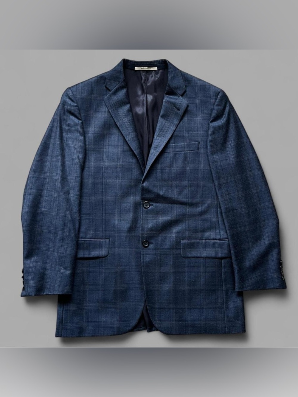 Burberry Men’s Blue Plaid Designer Casual Preppy Wool Blazer Suit Coat Size 40R